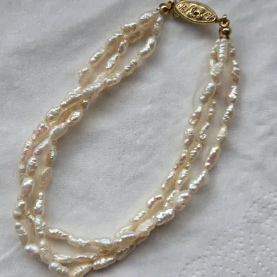 Bracelet triple rang perles de culture naturelles vintage élégant